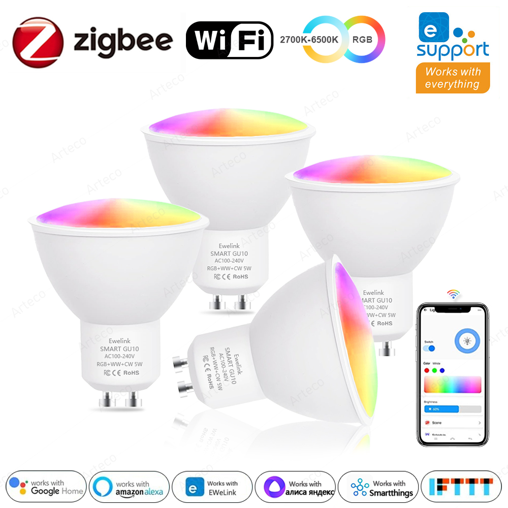 Philips Bulb Hue - Ewelink GU10 Zigbee Светодиодные лампы Wi-Fi