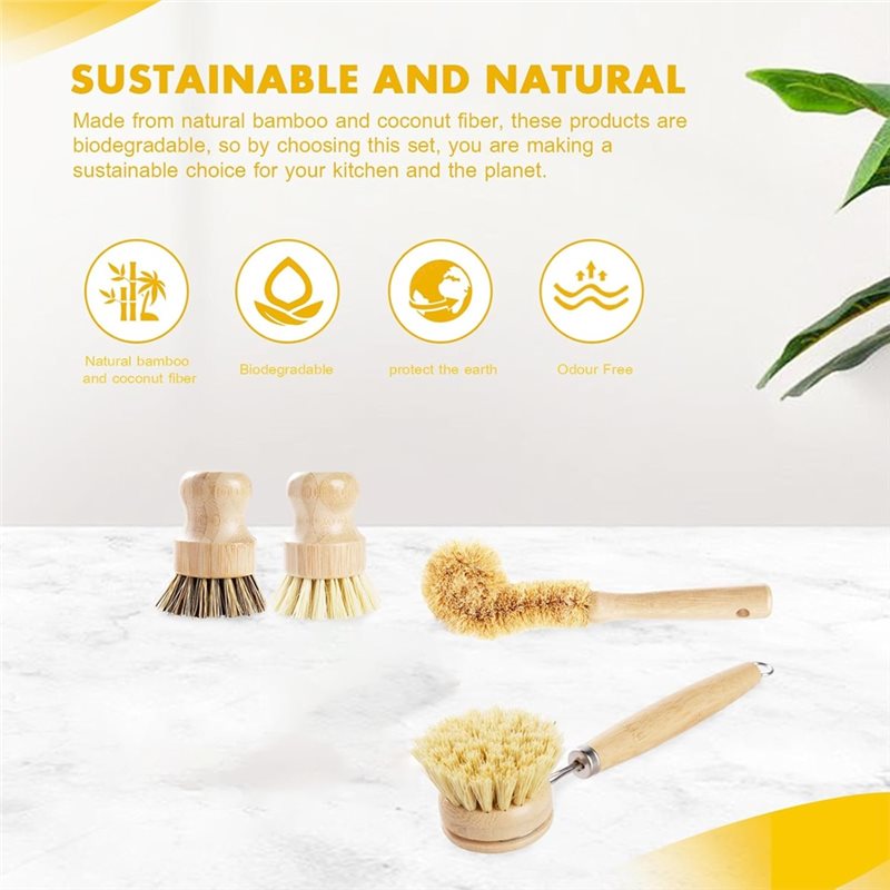 Набор из 4-х щеток для мытья п – обзор и цена Dish Brush Bamboo
